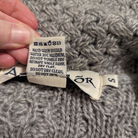 Aran mor Irish knit patchwork cardigan sweater small grey - Picture 14 of 16